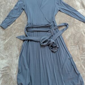 Banana Republic Slate Gray Long-Sleeve Wrap Dress